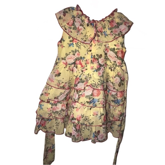Yellow Floral Ruffle Layered Dress – Size 16 - Picture 4 of 5